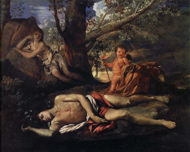 Nicolas Poussin echo och narcissus oil painting picture